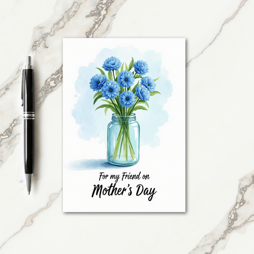Polka Dot Blue Blossom Friend Card