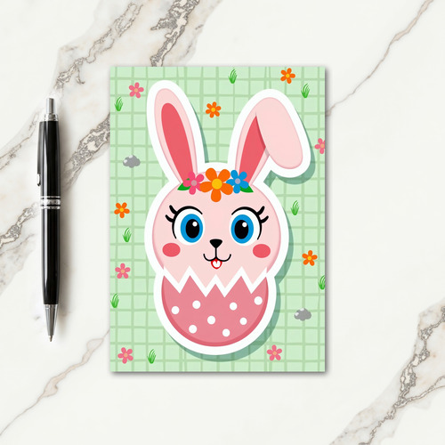 Polka Dot Bunny Head Card