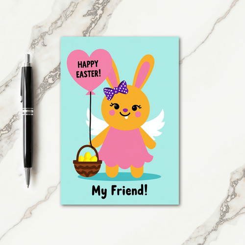 Polka Dot Bunny Heart Balloon Card