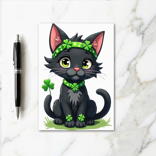 Polka Dot Cat Luck Card