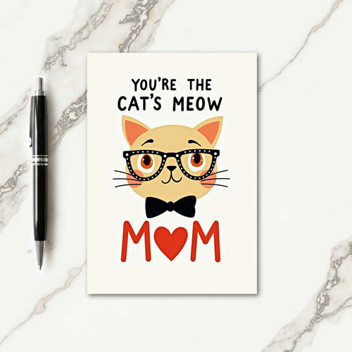 Polka Dot Cat Mom Card