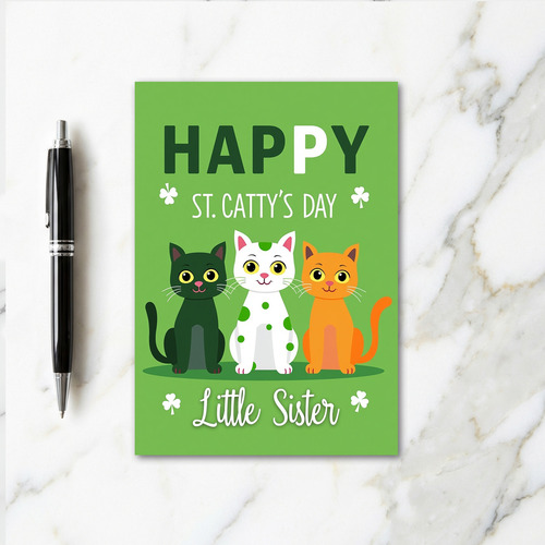 Polka Dot Cat St Pattys Card