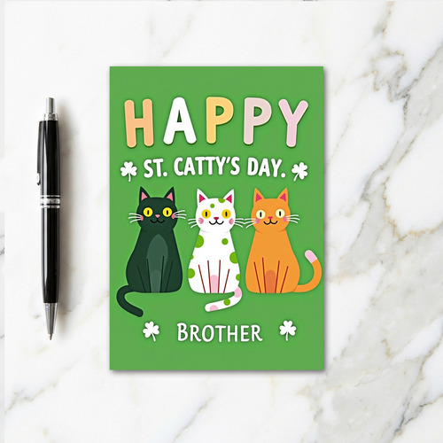 Polka Dot Cat St Pattys Day Card