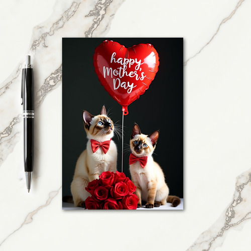 Polka Dot Cats Balloon Card