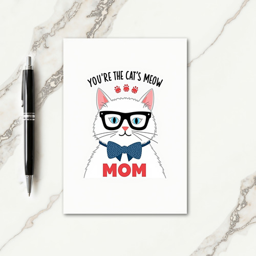 Polka Dot Cats Meow Mom Card