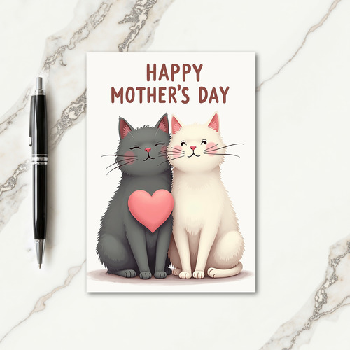 Polka Dot Cats Mothers Day Card