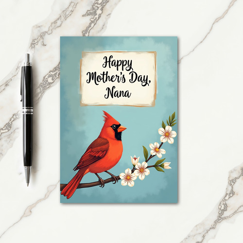 Polka Dot Crimson Bird Branch Card