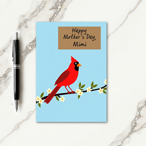 Polka Dot Crimson Bird Card