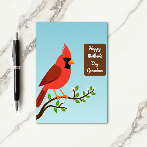 Polka Dot Crimson Bird On Branch Card