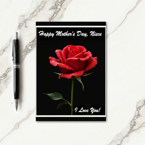 Polka Dot Crimson Floral Card