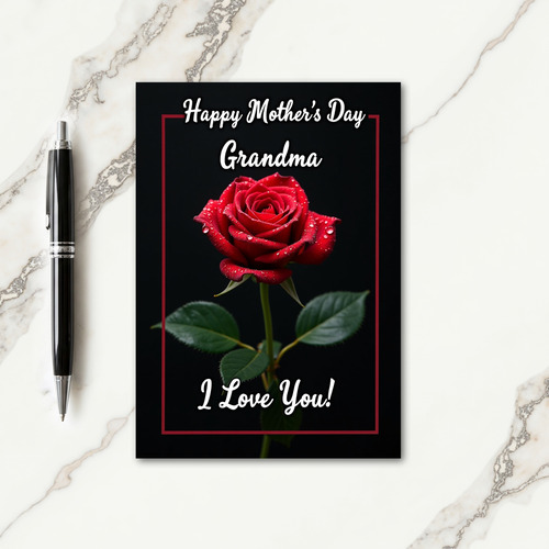 Polka Dot Crimson Rose Card