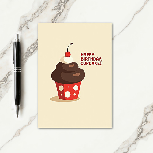 Polka Dot Cupcake Birthday Card