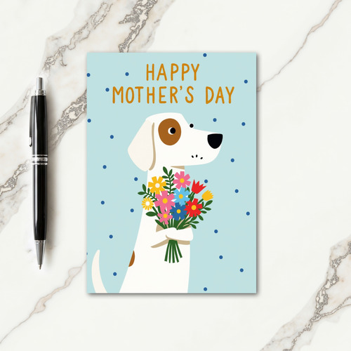 Polka Dot Dog Flowers Card