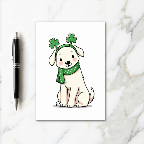 Polka Dot Dog St Patricks Day Card