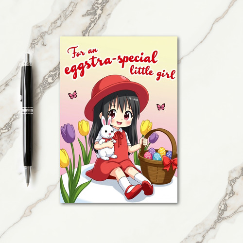 Polka Dot Easter Girl Card