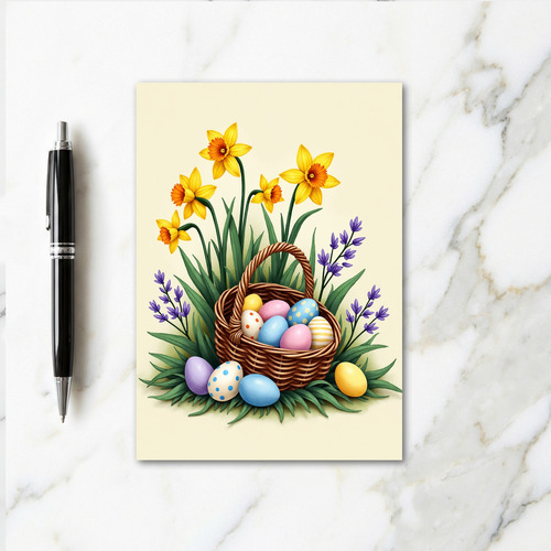 Polka Dot Eggs Basket Spring Card