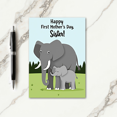Polka Dot Elephant Family Card