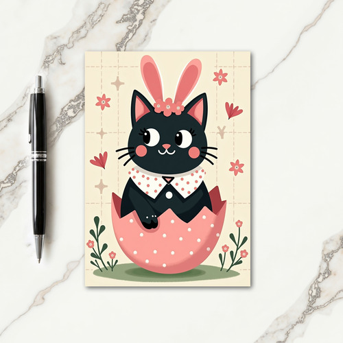 Polka Dot Feline Hatching Card