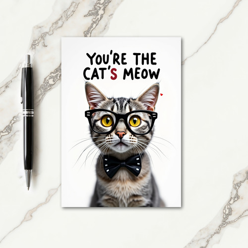 Polka Dot Feline Meow Card
