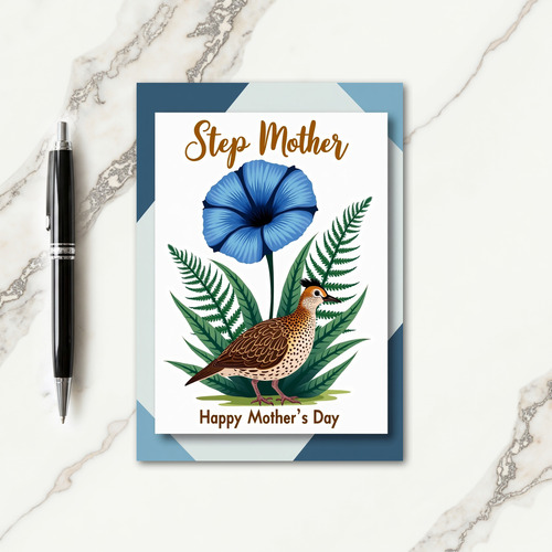 Polka Dot Floral Bird Family Card