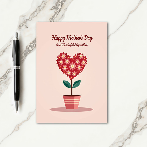 Polka Dot Floral Heart Bloom Card