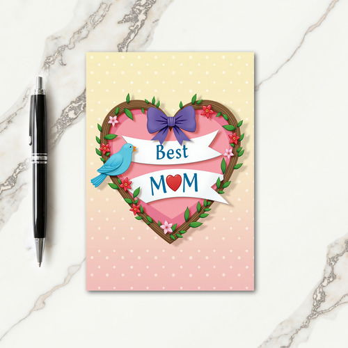 Polka Dot Floral Heart Card
