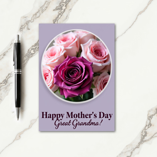 Polka Dot Floral Magenta Rose Card