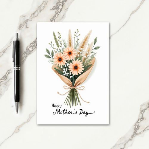 Polka Dot Floral Peach Blooms Card