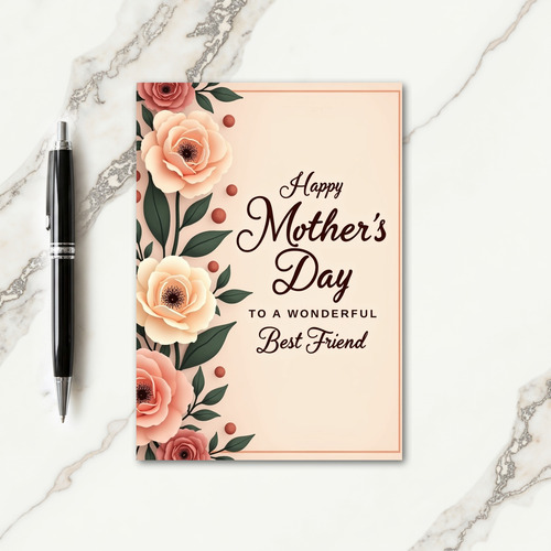 Polka Dot Floral Peach Card