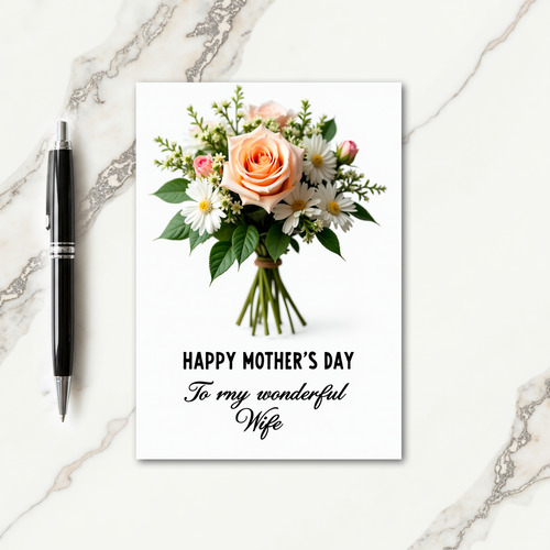 Polka Dot Floral Peach Rose Card