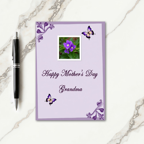 Polka Dot Floral Photo Card