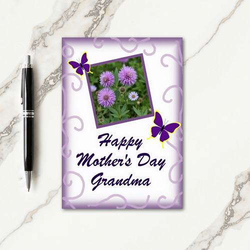 Polka Dot Floral Photo Frame Card
