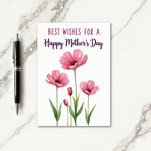 Polka Dot Floral Pink Blooms Card