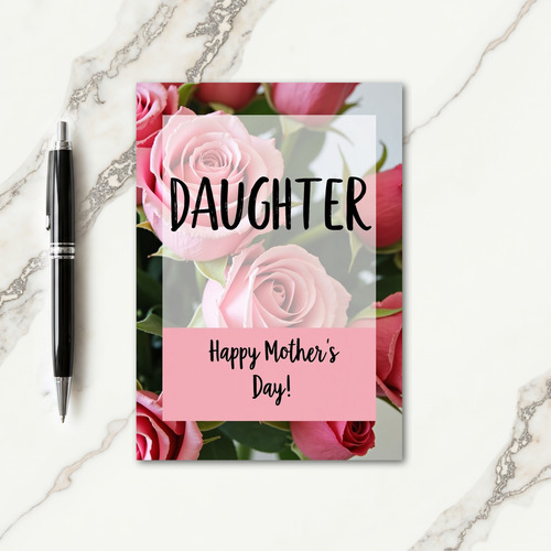 Polka Dot Floral Pink Rose Card