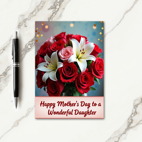 Polka Dot Floral Roses Lovely Card