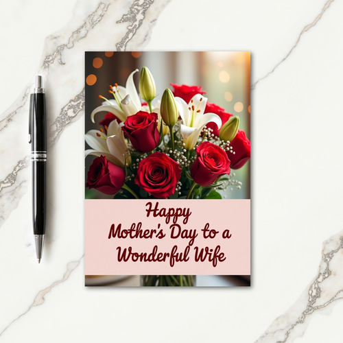 Polka Dot Floral Roses Mothers Day Card