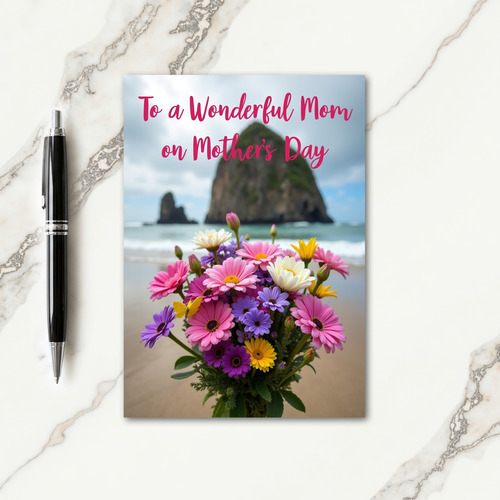 Polka Dot Floral Seaside View Card