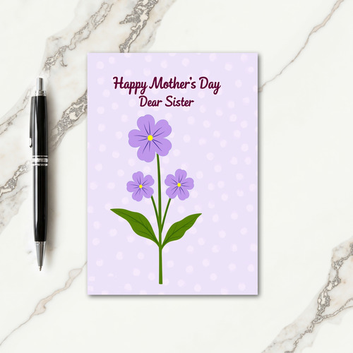 Polka Dot Floral Sister Card