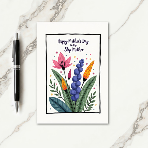 Polka Dot Floral Step Mother Card