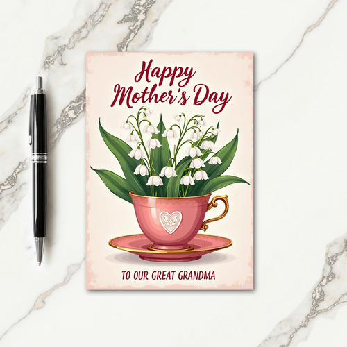 Polka Dot Floral Tea Mothers Day Card