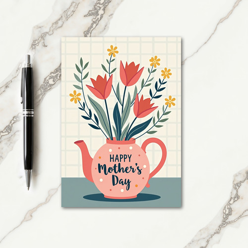 Polka Dot Floral Tea Time Card