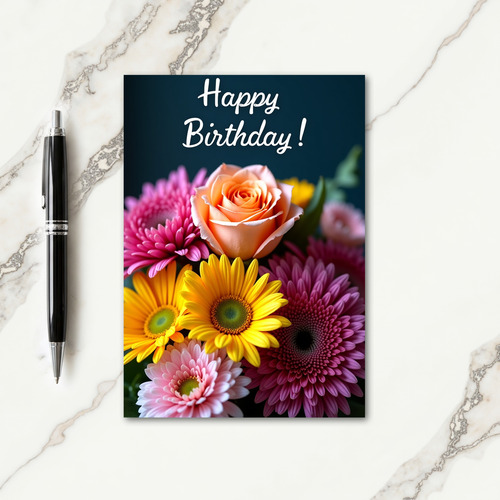 Polka Dot Floral Teal Rose Card