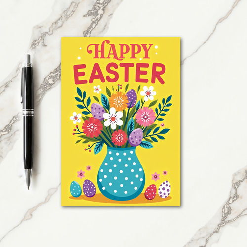 Polka Dot Floral Vase Card