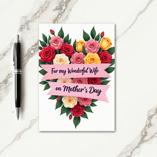 Polka Dot Floral Wife Mothers Day Card