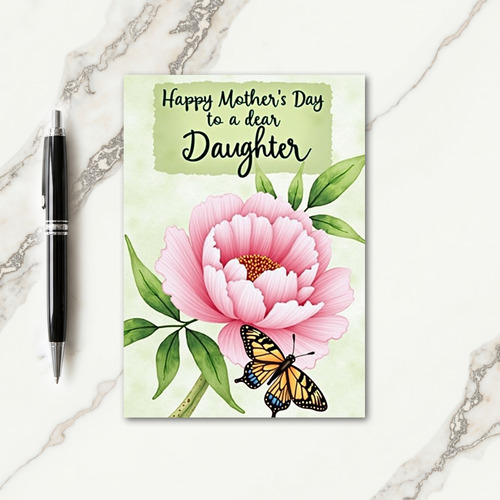 Polka Dot Flower And Butterfly Card