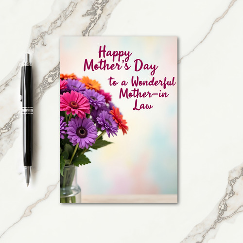 Polka Dot Flower Bouquet Thank You Card