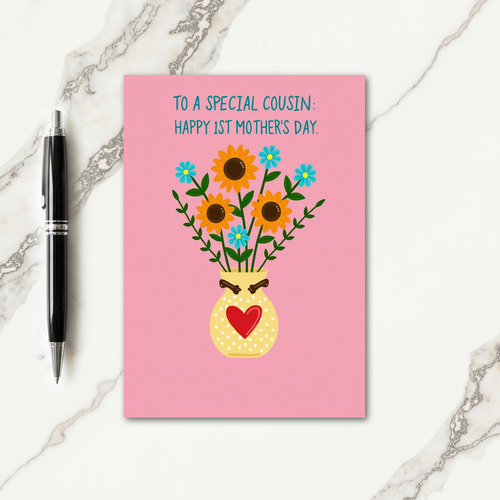 Polka Dot Flower Vase Card