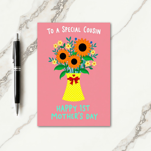 Polka Dot Flowers Greetings Card