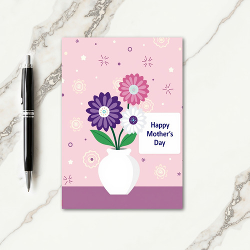 Polka Dot Flowers Mothers Day Card