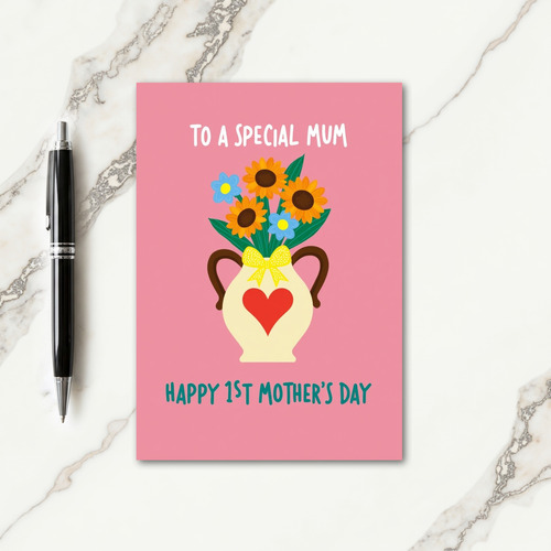 Polka Dot Flowers Mums Card